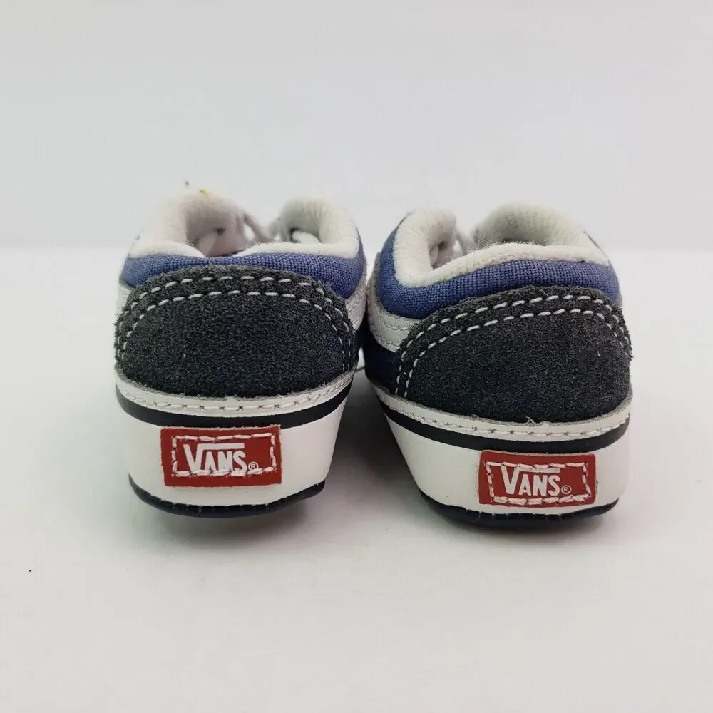 Vans Youth Size 2 Blue Black Classic Stripe Lace Up Shoes